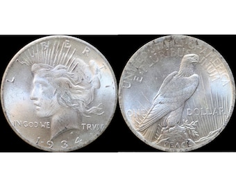 1934-S Peace Dollar Silver Plated Coin - Uncirculated