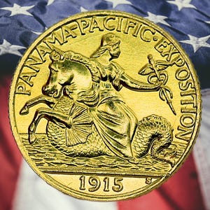 1915-S Panama-Pacific Quarter Eagle Commemorative Gold Plated Coin - Uncirculated
