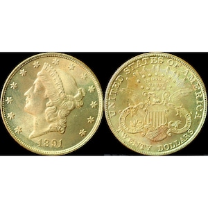1891 Twenty Dollar Liberty Double Eagle Gold Plated Coin - Uncirculated