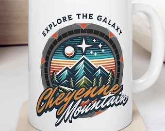 Stargate Mug: Cheyenne Mountain Explore the Galaxy Design, Sci-Fi Movie TV Fan Gift