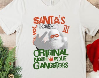 Dirty Santa Christmas Shirt, NSFW Holiday Tee, Funny 90s Rap Style Christmas Gag Gift, Raunchy Santa Middle Finger