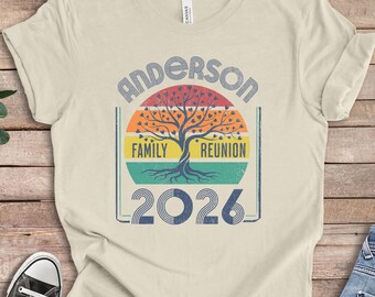 Custom Family Reunion Shirt: Retro Vintage Style w/ Personalized Name, Year, Matching Colors in Youth & Adult Sizes