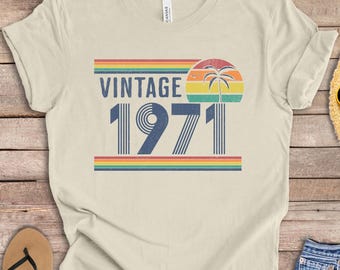 55th Birthday Shirt, Vintage 1971 Retro Sunset Design, Milestone Birthday Gift, Seventies Shirt