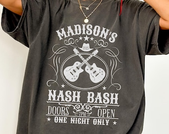 Gepersonaliseerde T-shirts voor een vrijgezellenfeest in Nashville, bijpassende cowgirl-shirts voor een groep, Nash Bash One Night Only