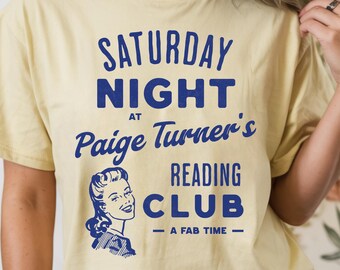Book Lover Shirt, Bookish Reading Pun, "Paige Turner's Reading Club", Retro Style Bookworm Gift