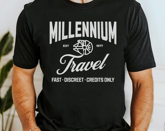 Funny Star Wars Shirt, Sci-Fi Parody Joke Tee, "Millennium Travel", Original Trilogy Fan Gift, SW Lover Gift