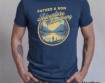 Father & Son Adventure Company Matching Shirts, Outdoor Camping, Hiking, Fishing Tee for Dad and Son, Great Father’s Day or Birthday Gift