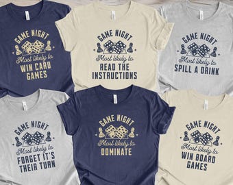 Game Night Shirts, Matching Group Board Game Tees, Personalized Most Likely To Gaming Crew Shirts, Family Game Night Accessory