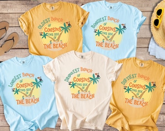 Cousin Beach Vacation Shirts: Group Matching Phrases "CUSTOM Bunch of Cousins This Side of Beach", Mix & Match Adult and Youth Sizes