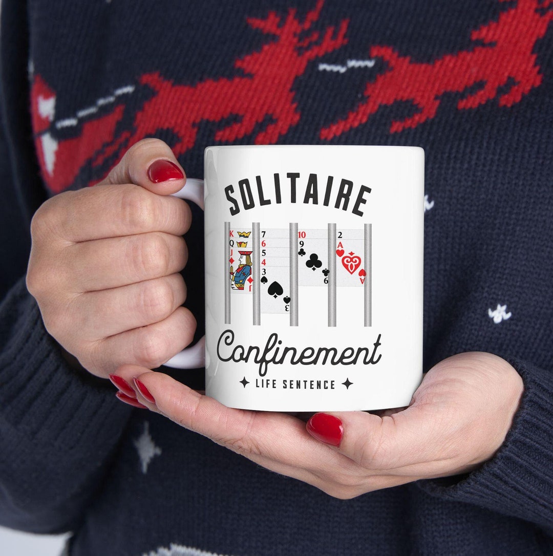 Solitaire Confinement Funny Playing Card Mug Patience Player Card Game