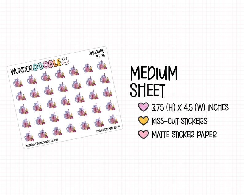 Smoothie Planner Stickers | IC-36 | Food Tracker Icons image 3
