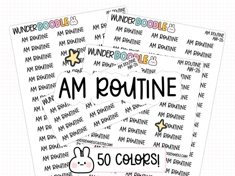 AM Routine Planner Stickers | Font AW Daily Tracker - Etsy
