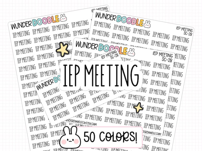IEP meeting stickers, meeting planner stickers, meeting reminders, IEP stickers