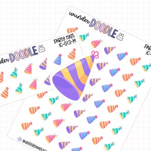 Party Hats Planner Stickers | IC-013 | Icon Stickers | birthday planner stickers