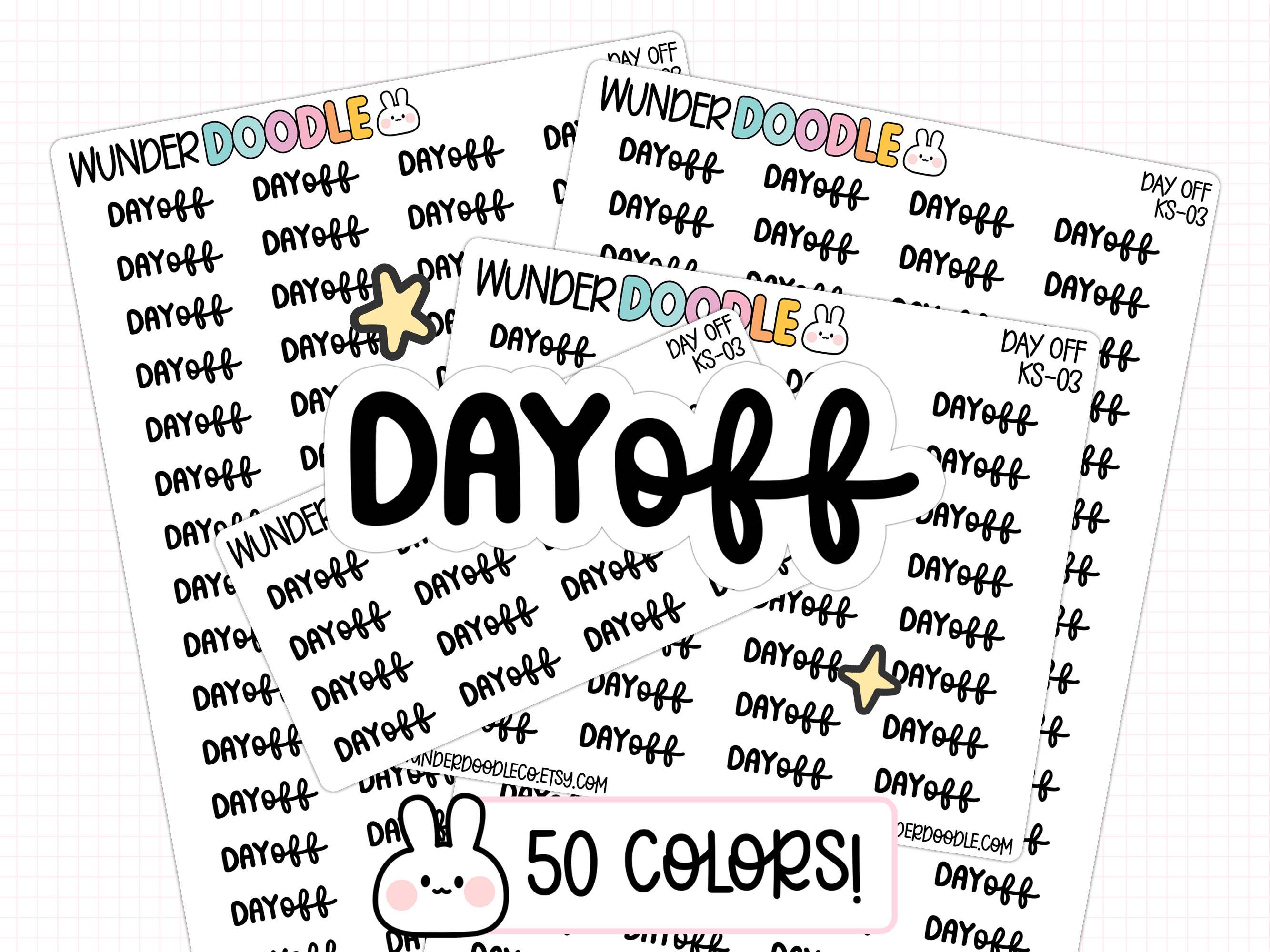 Day Off Planner Stickers | KS-03 | Font Duo KS | work stickers