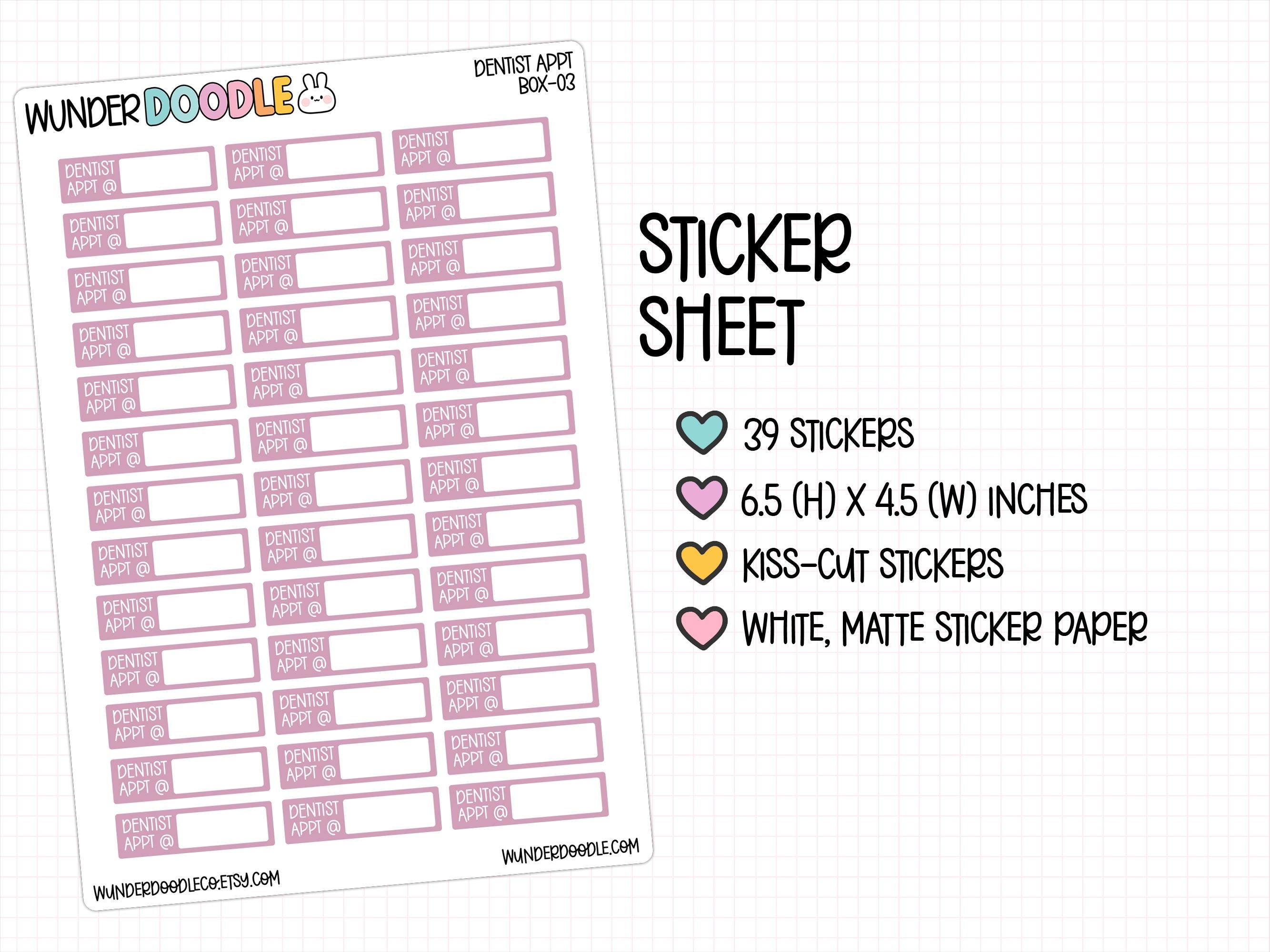 Dentist Appt Planner Stickers | Font AW | BOX-03 | Appointment Reminder ...