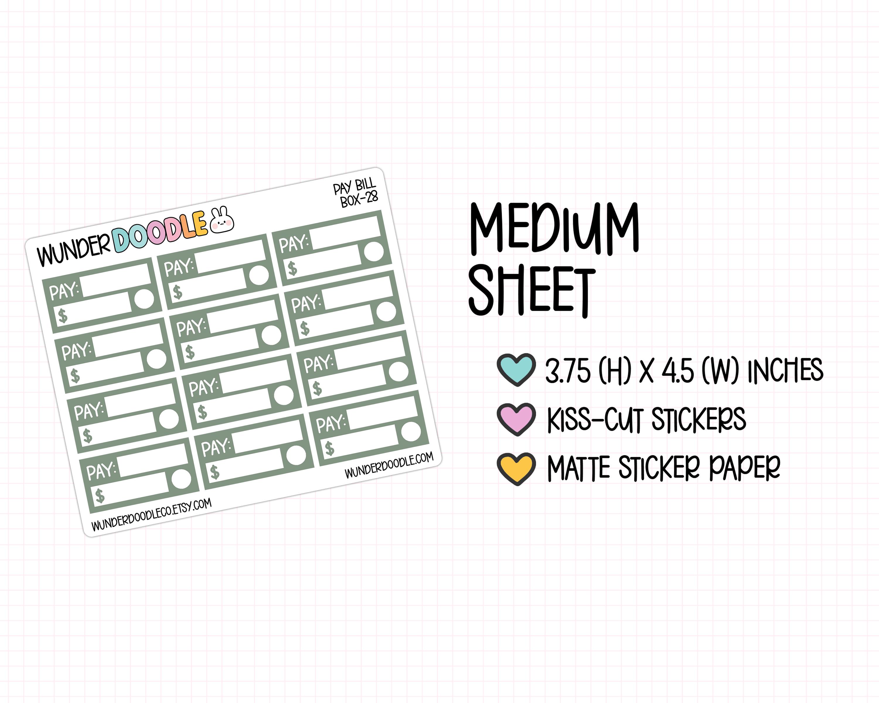 Pay Bill Planner Stickers | BOX-28 | Budgeting Tools - Etsy