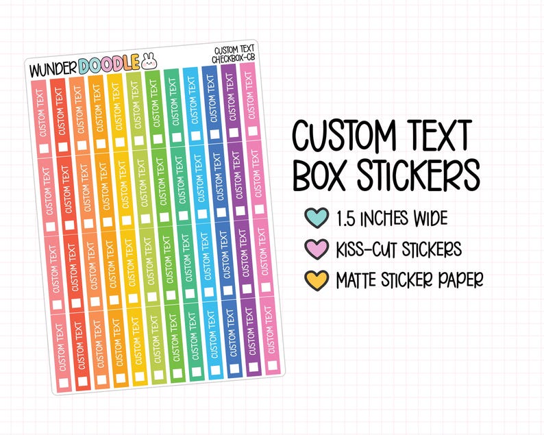 Custom Text Checkbox Planner Stickers | CHECKBOX-CB-CUSTOM - Etsy
