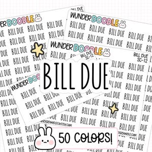 Bill Due Planner Stickers | Font SC | SC-12 | budget planner stickers