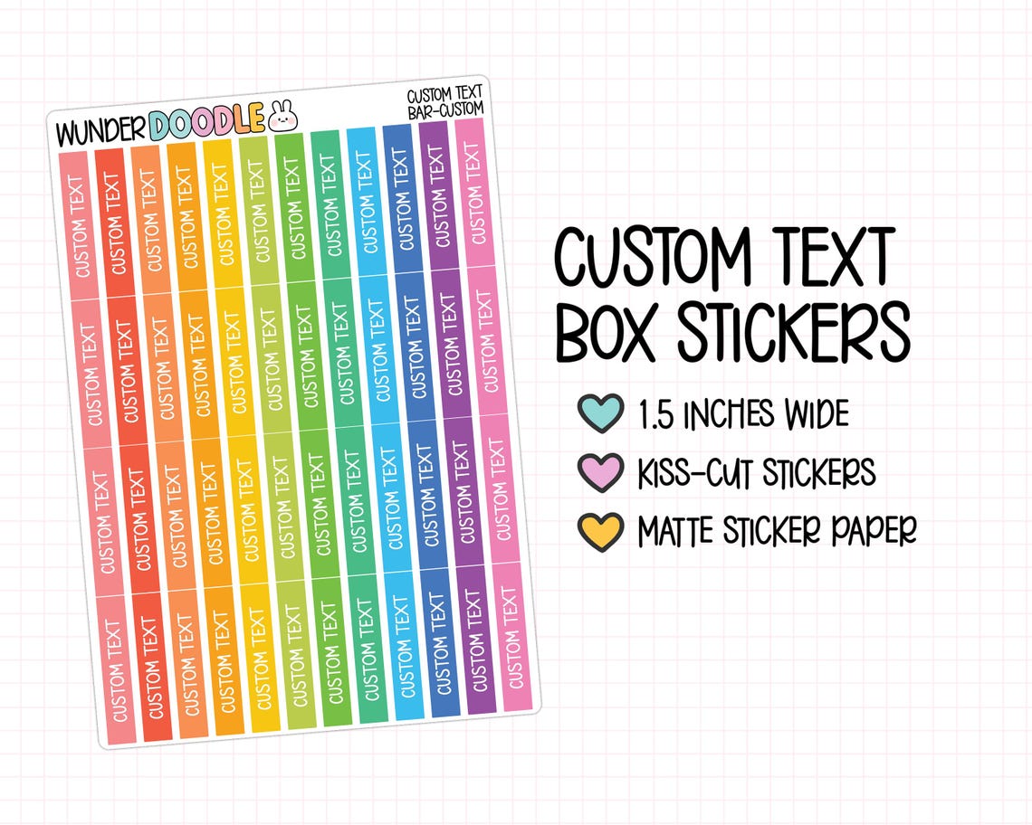 Custom Text Planner Stickers | BAR-CB-CUSTOM | Custom Header Sticker - Etsy