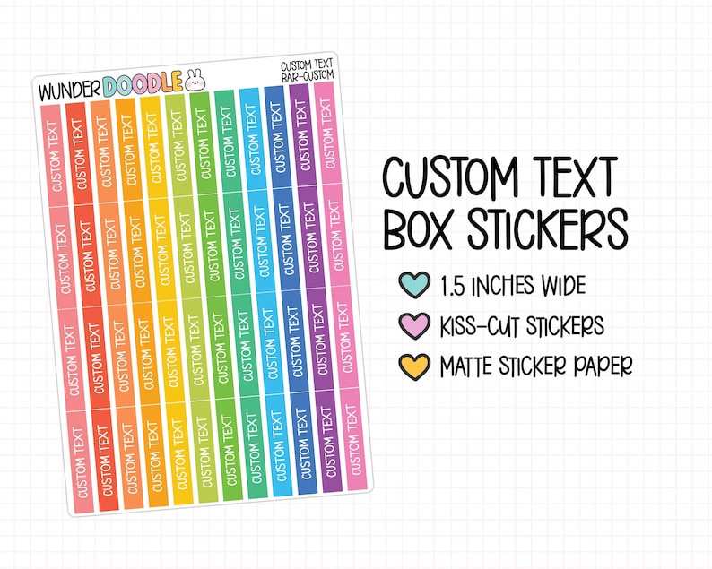 Custom Text Planner Stickers | BAR-CB-CUSTOM | Custom Header Sticker - Etsy