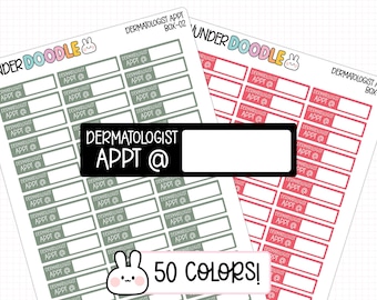 Dermatologist Appt Planner Stickers | BOX-02 | appointment reminder stickers