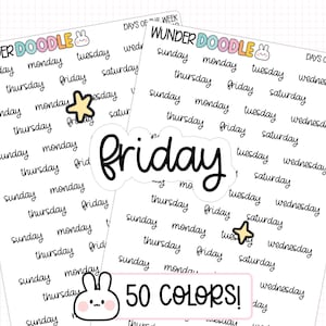 Days of the Week Planner Stickers | MS-18 | Font MS