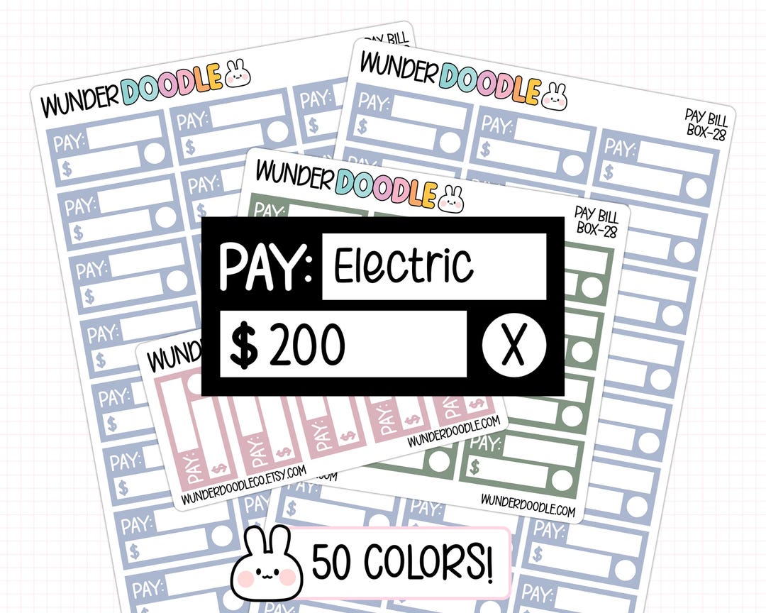 Pay Bill Planner Stickers | BOX-28 | Budgeting Tools - Etsy