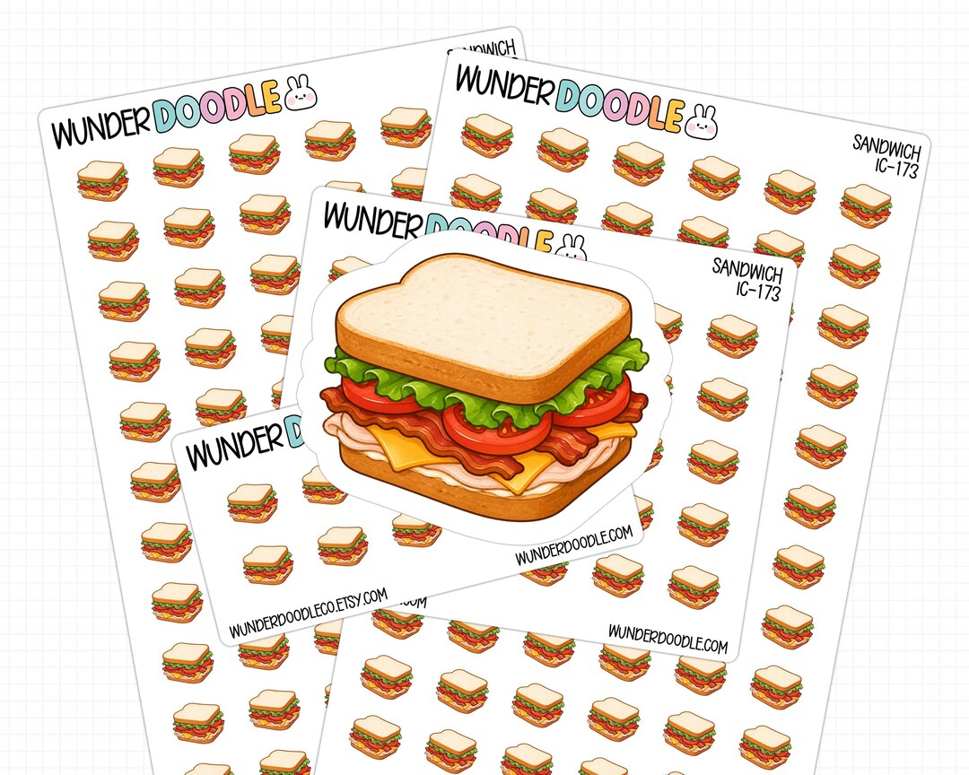 Sandwich Box Sticker Sandwich Planner Stickers | IC-173 | Lunch Food Icon - Etsy
