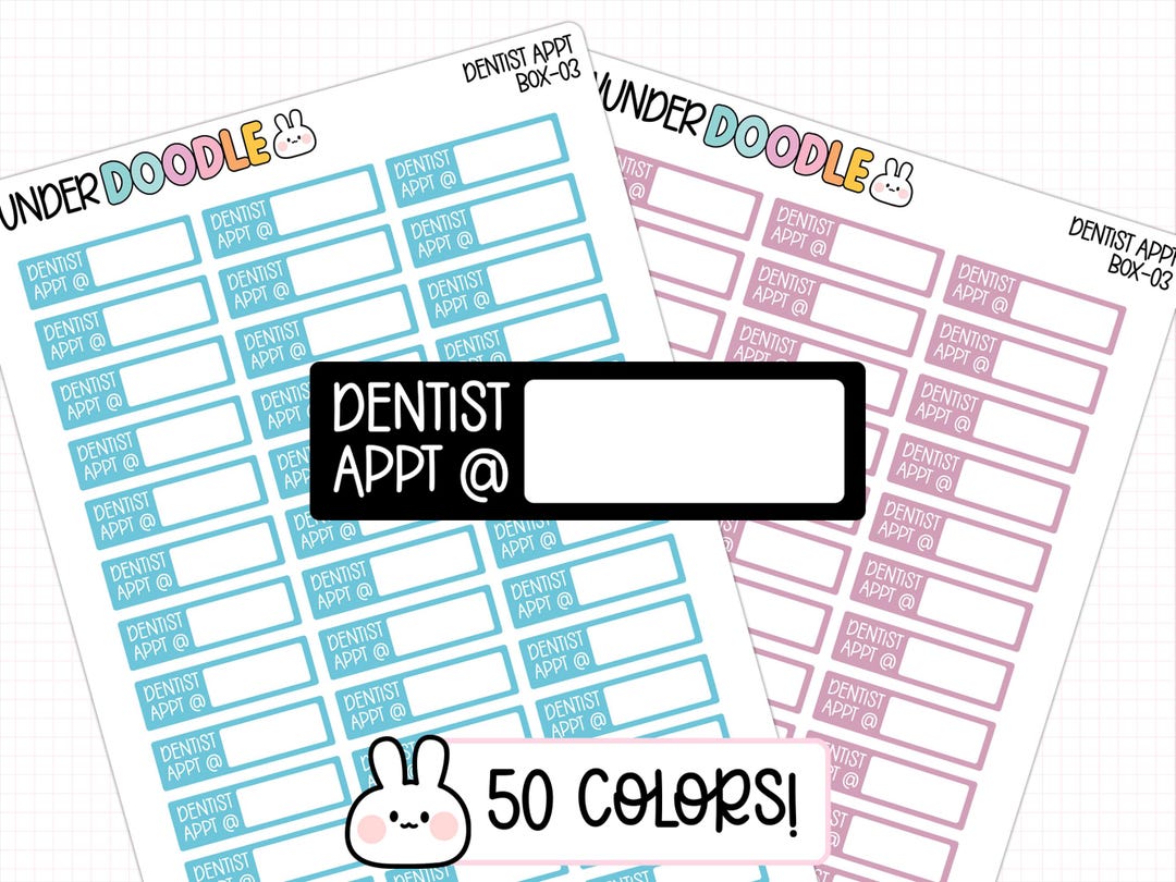 Dentist Appt Planner Stickers | Font AW | BOX-03 | Appointment Reminder ...