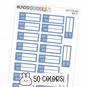 Shift & Tip Tracker Planner Stickers | Font AW | BOX-01 | shift stickers, income tracker