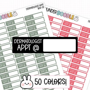 Dermatologist Appt Planner Stickers | Font AW | BOX-02 | appointment reminder stickers