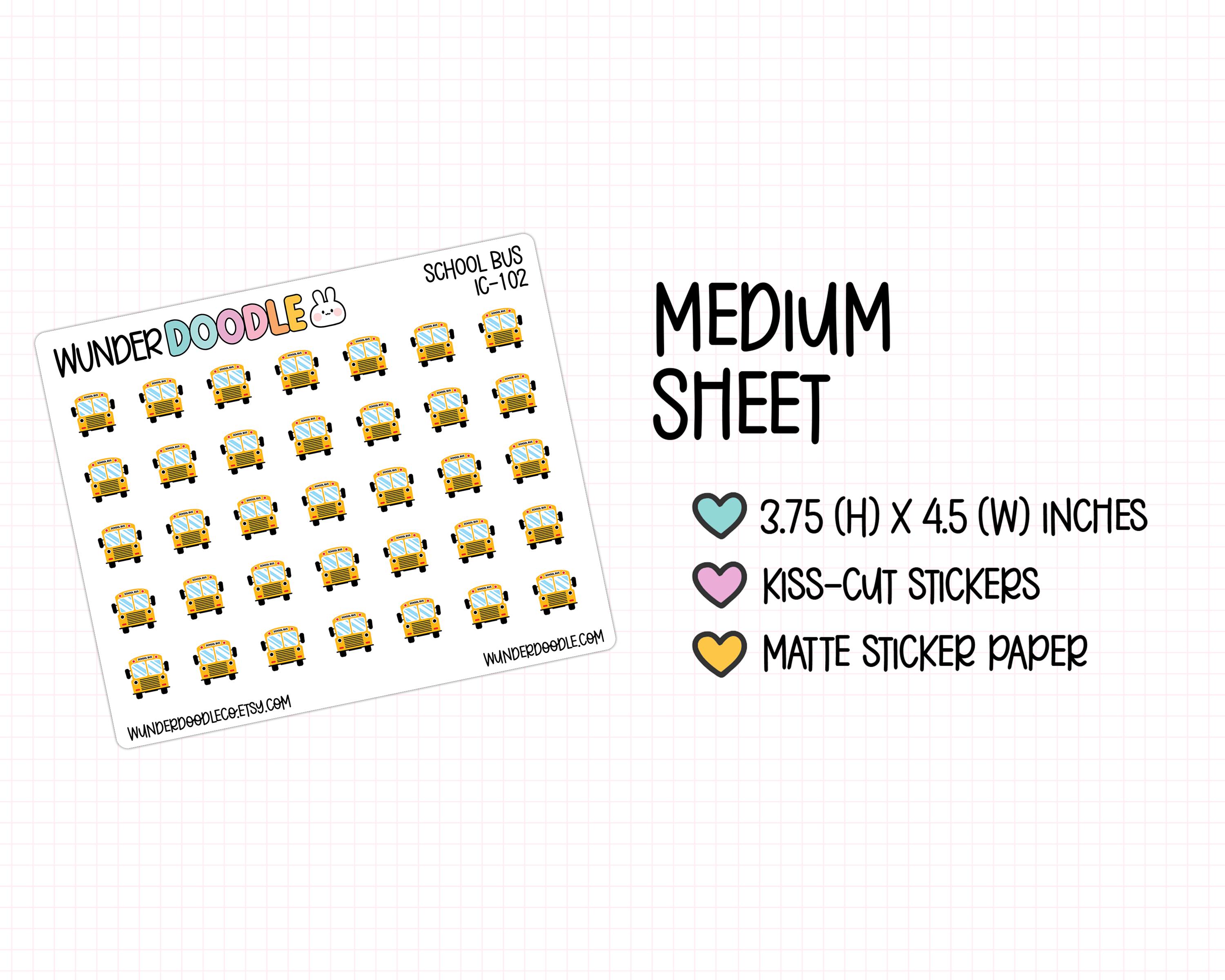 School Bus Planner Stickers | IC-102 | Bus Icon Sticker - Etsy