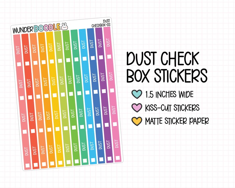 Dust Checkbox Planner Stickers | CHECKBOX-03 | Chore Reminder - Etsy