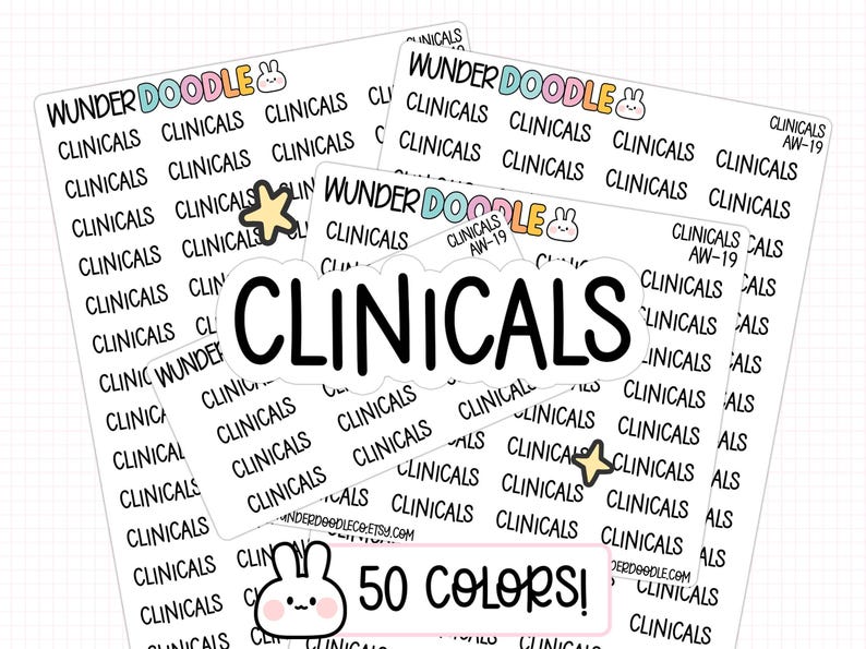 Clinicals Planner Stickers | Font AW, Nursing School Stickers - Etsy