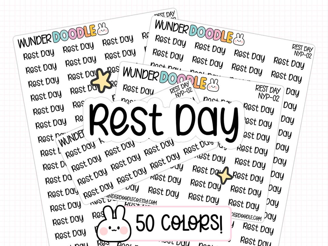 Rest Day Planner Stickers | NYP-02 | Font NYP | Functional Stickers - Etsy