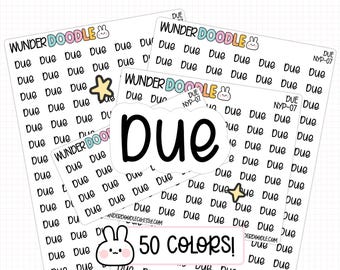 Due Planner Stickers | NYP-07 | Font NYP | functional stickers