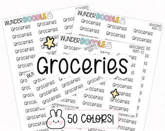 Groceries Planner Stickers | NYP-12 | Font NYP | functional stickers