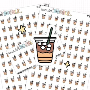 Pegatinas para planificador de café helado / IC-140 / pegatinas con íconos