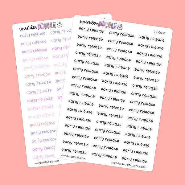 Early Release Planner Stickers | LR-0042 | school stickers, planning essentials