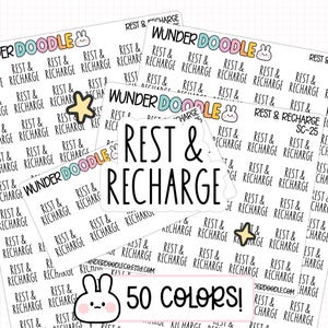 Rest & Recharge Planner Stickers | Font SC | SC-25 | functional stickers