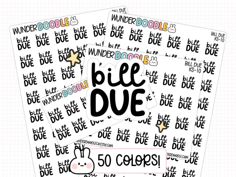Bill Due Planner Stickers | KS-10 | Budget Stickers - Etsy