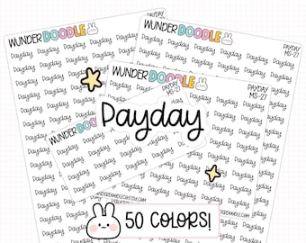 Payday Planner Stickers | MS-27 | Font MS | functional stickers