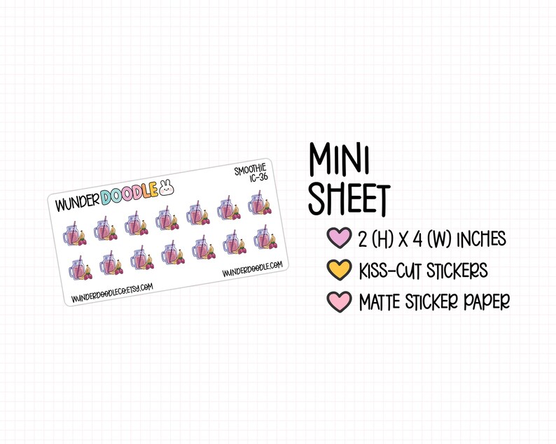 Smoothie Planner Stickers | IC-36 | Food Tracker Icons image 4