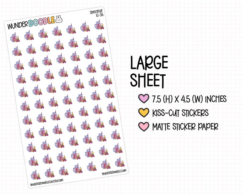 Smoothie Planner Stickers | IC-36 | Food Tracker Icons image 2