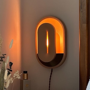 Wall Sconce Set of Two Plug in Mid Century Modern Lamps, Bedside Lights, Dimmable Nightstand Lamp, Ambient Mood Lighting, Housewarming Gift