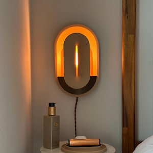 Plug In Wall Sconce Dimmable Bedroom Lamp, Mid Century Modern Bedside Light, Unique Wall Sconce with smart APP control.