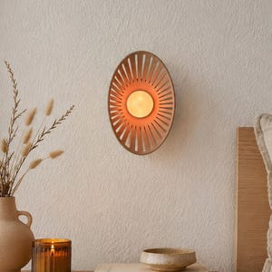 Battery Operated Wall Light, Adhesive Cordless Wall Sconce with Remote, Rechargeable Dimmable Mid Century Wall Lamp, Renter Friendly Sconce
