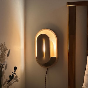 Wall Sconce Set of Two Plug in Mid Century Modern Lamps, Bedside Lights, Dimmable Nightstand Lamp, Ambient Mood Lighting, Housewarming Gift