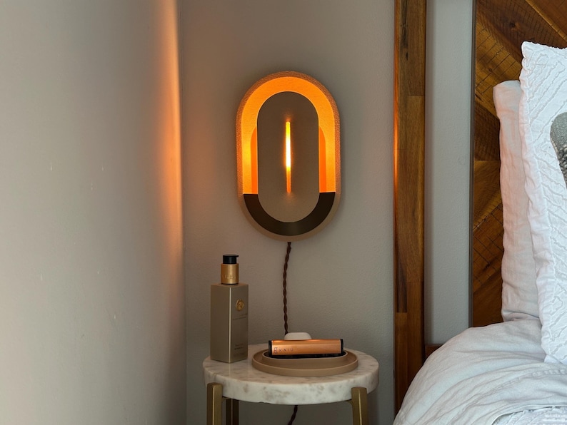 Wall Sconce Set of Two Plug in Mid Century Modern Lamps, Bedside Lights, Dimmable Nightstand Lamp, Ambient Mood Lighting, Housewarming Gift